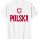 Poland T-Shirt Polska Polish Flag Souvenir Gift Love T-Shirt (White, L)