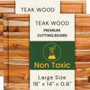 Teak Wood Cutting Board 18" x 14" x 0.6", 1-Piece Set for Kitchen Meat & Food Prep - Large Thin Edge Grain, Deep Juice Groove, Lightweight Solid Hardwood, Non-Toxic, BPA Free by New M Way