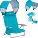 #WEJOY Beach Chair with Canopy Shade, Reclining Adjustable 4 Position, Lay Flat Lightweight Folding Portable Aluminum Chair with Backpack Straps,Padded headrest, Heavy Duty 400lbs Lawn Chair for Beach