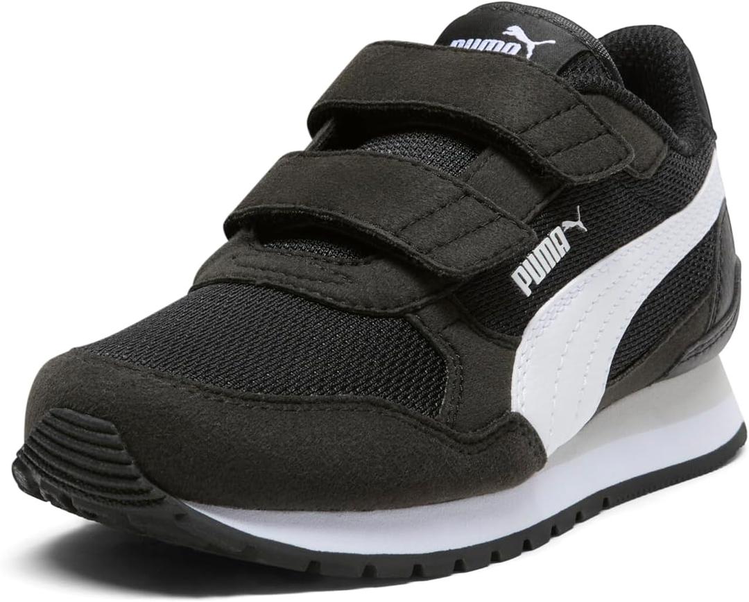 Puma Unisex-Child ST Runner Hook and Loop, Puma Black-Puma White-Cool Light Gray, Little Kid 13.5