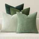 MIULEE Boho Farmhouse Sage Green Throw Pillow Covers 18x18 Inch Set of 3 Mordern Nordic Cushion Covers Soft Corduroy Christmas Home Decor for Couch Bed Sofa Living Room Forest Green