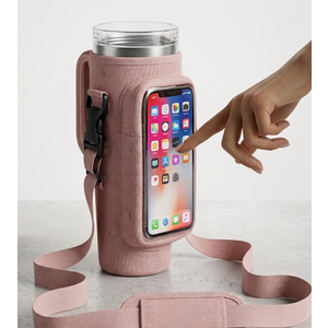B•WELL Water Bottle Sling Bag with Adjustable Strap& Convenient Phone Pocket. Pink