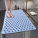 FOMAILE Hexagon Shower Stall Mat Non-Slip Bath Mat for Shower Floor - Super Drainage Quick Dry Bathroom Mat with Strong Suction Cups, Anti-Slip Bath Rug for Tub, Machine Washable,16" x 27.5"Blue