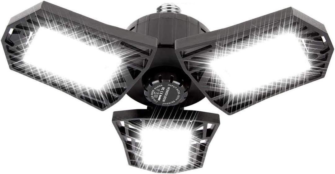 LED Garage Light - 6000 Lumen 6500K Daylight 60W, Three Leaf Led Garage Ceiling Lights (60W 1-Pack)