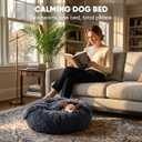 Himax Dog Beds for Small Dogs, Donut Dogs Beds with Blanket Attached, Calming Dog Bed Washable (26") Grey