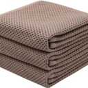 Mia'sDream Cotton Dish Towels for Kitchen, Kitchen Towels, Hand Face Head Towel Waffle Weave, Soft and Absorbent Bath Guest Gym Towel Washcloths, 13inch x 28inch 3 Pack (Brown)