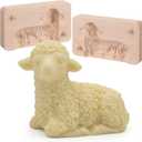 2 Set Easter Lamb Butter Molds Two Side 3D Sheep Wooden Molds for Homemade Butter Cute Lamb Chocolate Cookie Cutter for Polish Easter Wood Kitchen Accessory for Baking DIY Dairy Making