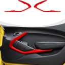 for Camaro Inner Door Panel Trim, Door V Shape Panel Cover Compatible with Chevrolet Camaro 2016-2023, Red