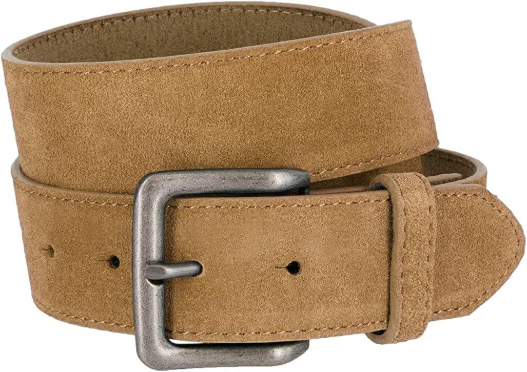 Belts.com Square or Oval Antique Buckle Casual Jean Suede Leather Belt 1-1/2"(38mm) or 1"(25mm) Wide, 44