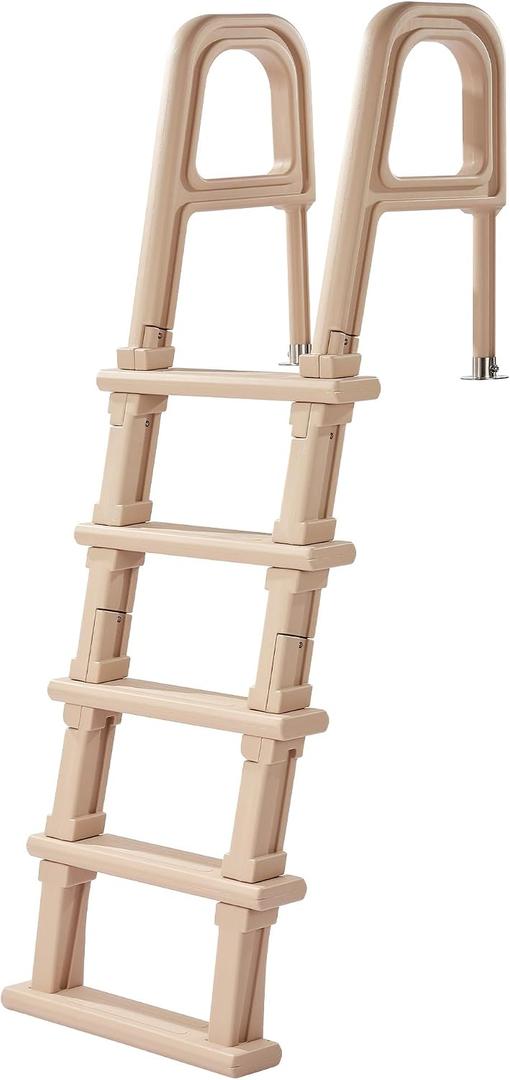 VEVOR Swimming Pool Ladder, Inclined 5-Step Double Handrails Stair, Non-Slip Wide Step, 300 lbs Load Capacity, for 48-54 in Inground & Above-Ground Pools, Any Deck Surface, Indoor & Outdoor, Taupe