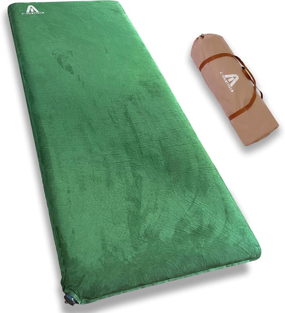 CWILDYFIELD 4 INCH Thick Self Inflating Sleeping Pad with 9 R Value, Foam Camping Mattress, Ultra Thick Comfort Camping Mattress, Inflatable Foam Camping Pad, Portable Comfortable Sleeping Pad