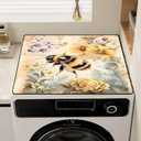 Washing Machine Cover for Top 23.6x 19.7" Pad for Top of Washer or Dryer Protector Washing Machine Dust Cover Pad Non Slip Waterproof Washable (Bee, 23.6x 19.7")