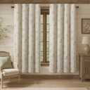 Boho Floral 100% Blackout Curtains 72 Inch Length 2 Panels Set, Linen Texture Farmhouse Curtains Beige Tassel for Living Room Bedroom Vintage Rustic Patterned Printed Western Rod Pocket