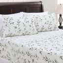 Chanasya Premium Printed King Bed Sheet Set 4-Piece - Soft Lattice Bamboo Print - 1 Flat Sheet 1 Fitted Sheet and 2 Pillowcases - Wrinkle Resistant Microfiber Sheets - Creme - King