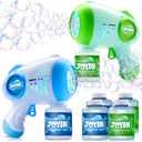 JOYIN 2 Kids Bubble Guns with 4 Bottles Solution, Automatic Bubble Machine with 8 Holes for Kids, Adults, Summer Toys, Easter Basket Stuffers, Birthday Gift, Party Favors (Green, Blue)