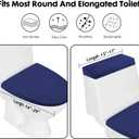 Toilet Lid Set, Two-Piece Cover, Washable, Spandex, Fits Most, Navy Blue