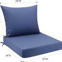 GUHER Outdoor Deep Seat Cushion Set 24 x 24 Inch Waterproof & Fade-Resistant Patio Furniture Cushions with Removable Cover for Outdoor Chair Sofa,Navy