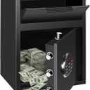 Depository Drop Safe, Deposit Cash Lock with Electronic Keypad Combination & Key Backup, with Metal Hardwheel, Digital Screen & 5 Reinforced Lockbolt