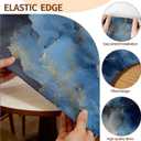 Round Fitted Table Cloth with Elastic Edge Design Table Cover Waterproof Stain-Resistant Wipeable Picnic Tablecloths Fits 46"-50" Round Tables for Camping, Dining, Indoor and Outdoor