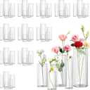 60pcs Cylinder Glass Vase for Centerpieces, 4,6,7.5,8,10 inch Tall Clear Flower Vase Bulk Floating Candle Holder for Wedding Table Home Décor and Party