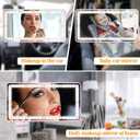 Car Sun Visor Vanity Mirror with Lights, Pink Rechargeable Car Makeup Mirror Accessories, Birthday Gifts for Women Girl, 3 Light Modes, Dimmable Touch Led Screen, Universal for Car Truck