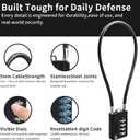 RESET-201 (4 Pack) 4 Digit Combination Padlock with 12 inch (30cm) Flexible Cable, Long Lock, Cable Lock for Trash Can, Locker, Luggage, Suitcase, Gun, Pistols, Helmet, 5mm Diameter, Black