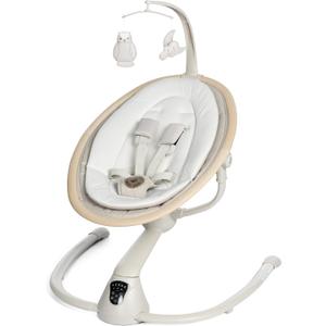 Maxi-Cosi Cassia Baby Swings for Infants: Smart Portable Baby Swing with Music, Lightweight & Foldable Baby Swing, 360 Rotation Infant Swing, Classic Oat