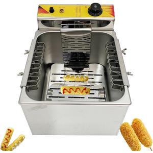 110V Multifunctional fryer 12L Hot Dog Sausage Fryer Commercial Deep Fryer Stainless Steel Countertop Fryer for Frying Cheese Sausage and Ham Sausage