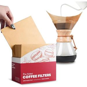 Brew Choice Pre-folded Natural Unbleached Coffee Filters - 200 Count, Compatible with Pour-Over Coffee Makers