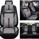 Car Seat Cover Full Set, Premium Soft Breathable Seat Covers with 2 Neck Pillows & 2 Lumbar Pillows, Universal Fit for Most 5 Seats Cars SUV, Airbag Compatible (Gray)