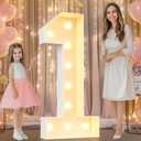Pooqla 4 FT Light Up Number 1 for 1st 16th 21st Birthday Decorations, Giant Marquee Numbers Pre-Cut Frame Lighted Number 4 Feet Tall for Balloons Anniversary Wedding Party Decorations, Number 1