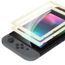 eXtremeRate 2 Pack Antique Yellow Border Transparent HD Clear Saver Protector Film, Tempered Glass Screen Protector for Nintendo Switch [Anti-Scratch, Anti-Fingerprint, Shatterproof, Bubble-Free]