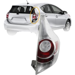 Dasbecan Right Tail Light Compatible with 2012 2013 2014 Toyota Prius C Taillight Lens Cover w/o Bulbs Replaces # 81551-52A80