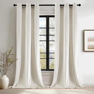 ANRODUO Ivory White Velvet Curtains 108 Inches Long Blackout Thermal Insulated Soundproof Curtain Privacy Room Darkening Curtains Grommet Window Drapes for Bedroom Living Room 42 x 108 Inch Set of 2
