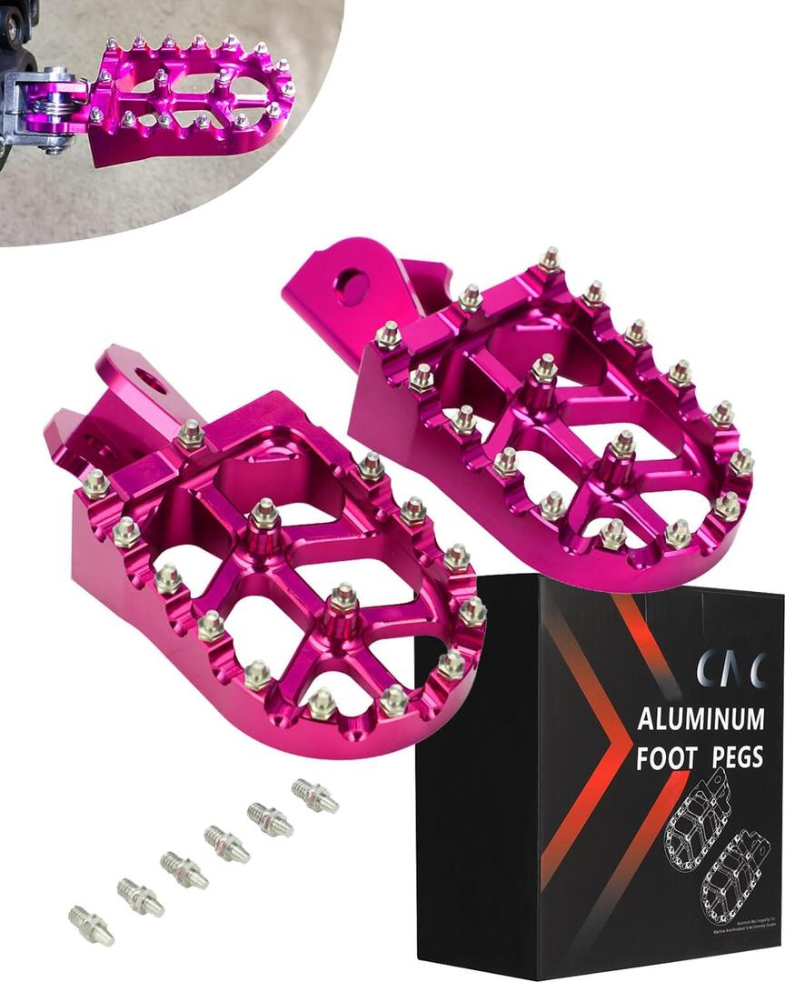 JFG RACING Dirt Bike Foot Pegs,7075 Aluminum CNC Pedals Rests for Surron Light Bee X and S/E Ride Pro S SS SR/CRF150F CRF230F 03-19/CRF250F 19-24/XR150L 15-24/KDX200 83-94-Pink