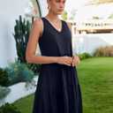 Womens Summer Dresses V Neck Tank Tiered Flowy Mini A Line Casual Sundress with Pockets (S)