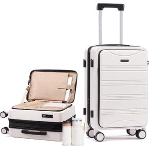 LOVEVOOK Carry On Luggage 20 Inch, Airline Approved Expandable Hard Shell Suitcase with Spinner Wheels, TSA Lock & Cup Holder, Fits Most Overhead Bins