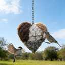 Handmade Fiber Bird Nesting Heart, 2026 New Birds Nests Material Holder, Refillable Hummingbird Nest Holder, Winter Tree Shelter for Wild Birds