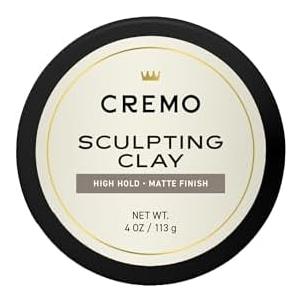 Cremo Mens Hair Clay, Premium Barber Grade Sculpting Clay for Hair Styling, High Hold, Matte Finish, 4 Oz