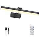 RAIFOOLLY Picture Light, Rechargeable Art Lights for Paintings, Remote Control Display Accent Light with Timer and Dimmable for Mirror, Frame, Portrait, Dart Board-L-Black