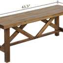 Wnutrees 43" Farmhouse Wood Bench, Rustic Solid Wood Entryway Bench Seat with Double X-Structure for Dining Room, Living Room, Hallway, Structural Stability, Natural