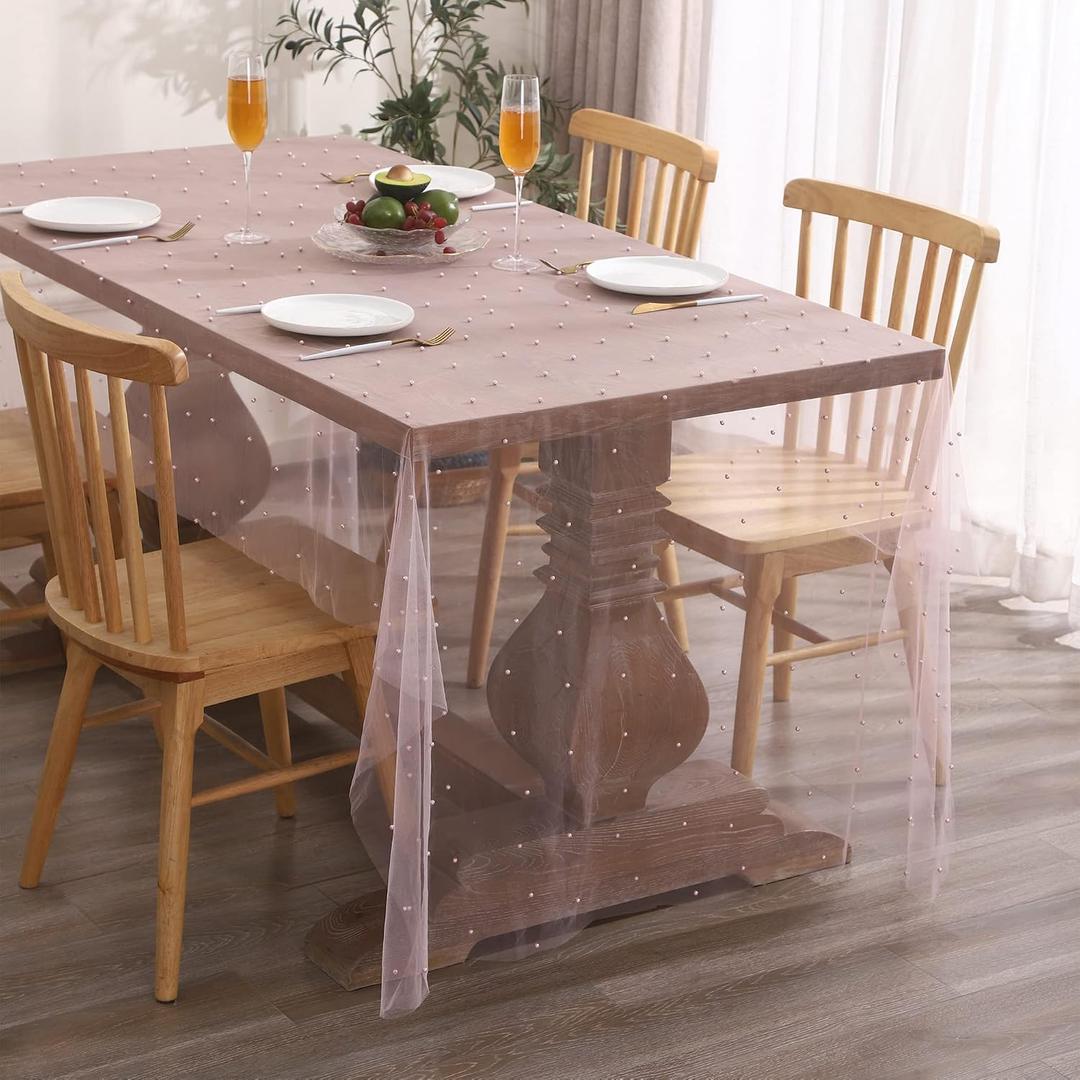Pink Pearl Tablecloth Wedding Party Home Decor 55 x 120 inch