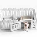 Dog Playpen with Divider & Washable Floor Pad, 6-Panel Indoor Puppy Playpen for Small Dogs & Puppies, 24" Tall Premium HDPE Panels, 60"x30"x24", Tool-Free Setup (White)