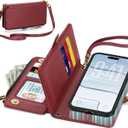 TUCCH Detachable Crossbody Case Wallet for iPhone Air 6.5", Wireless Charging | RFID Blocking 9 Card Holders | Lanyard | Wrist Strap | Stand | Zipper Pocket | PU Leather | Magnetic Cover | Dark Red