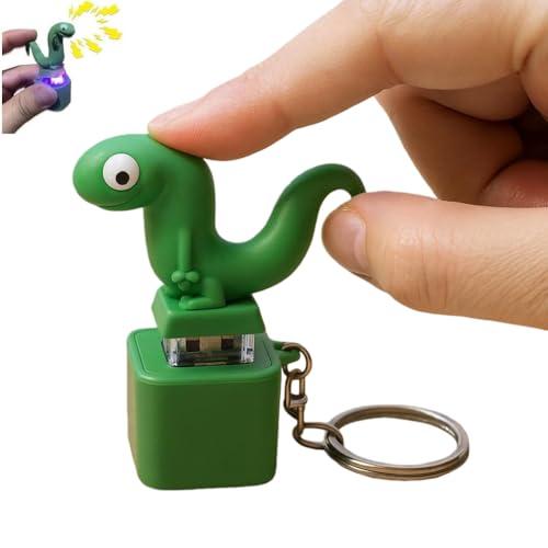 Lizard Button Keychain,Rechargeable Animal Keychains with Sound and Colorful Lights,Fidget Toys Adults Anxiety Relief