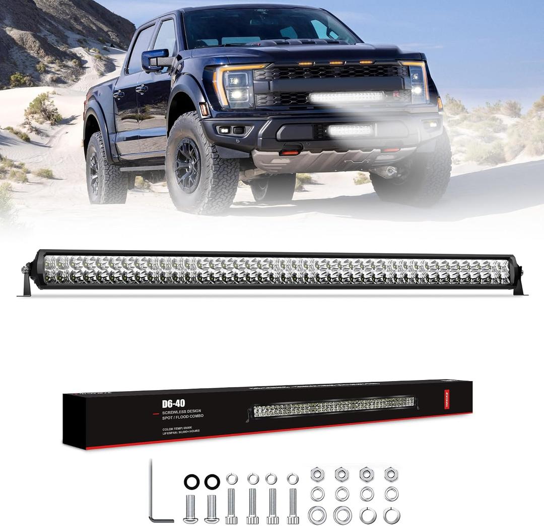4WDKING LED Light Bar 40 inch IP68&IP69K Waterproof Dual Row Off Road Light Bar with DT Connector 240W Flood and Spot Combo Beam Work Light for Truck Cars ATV UTV Boat