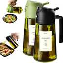 TrendPlain - Original 16oz/470ml Olive Oil Dispenser Bottle for Kitchen Gadgets and Air Fryer Accessories - Olive Oil Sprayer for Cooking w/Stickers - Black&Green