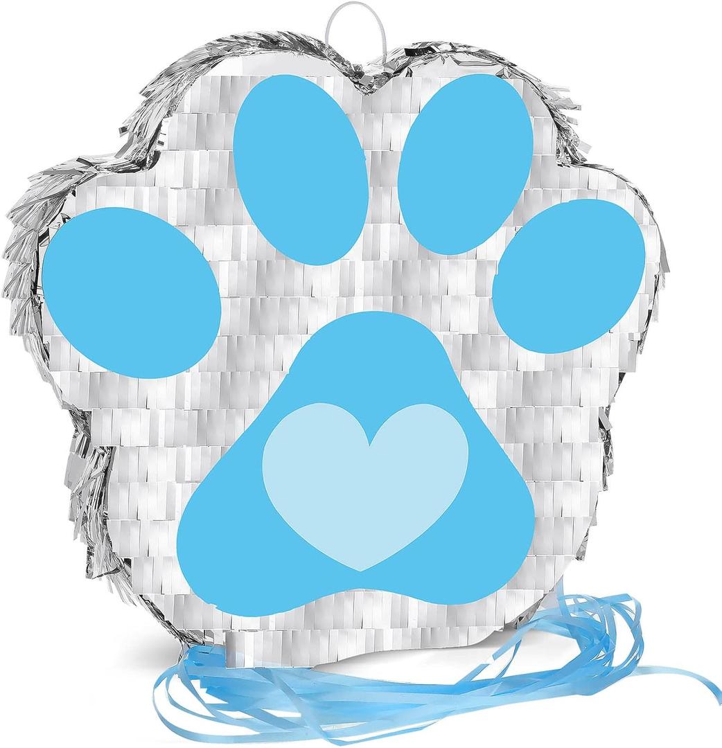 Dog Paw Piata Small Dog Paw Piata Themed Birthday Party Supplies Blue Puppy Paw It's Party Woof Themed for Girls Boy Baby Shower