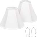 White Lamp Shades Set of 2, Bell Lamp Shades 6"Top x 13"Bottom x 10"High, Medium Shade Replacement Fabric Natural Linen Hand Crafted(Spider Fitter), Harp Holders Included, Easy Assembly Required