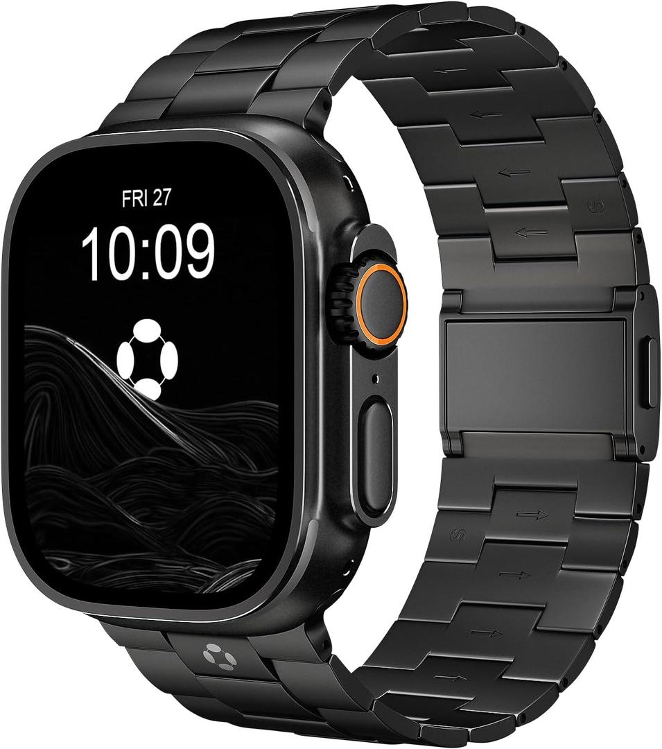 Titanium Watch Band Compatible with Apple Watch Ultra 3 & Ultra 2 1 49mm - 26mm Wide-Body Metal Apple Watch Ultra Band with Scratch Resistant DLC Coating for men - CRNS01 Business Series